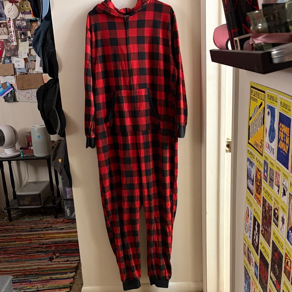 Wondershop Red and Black Checkered Men’s Pajama Onesie